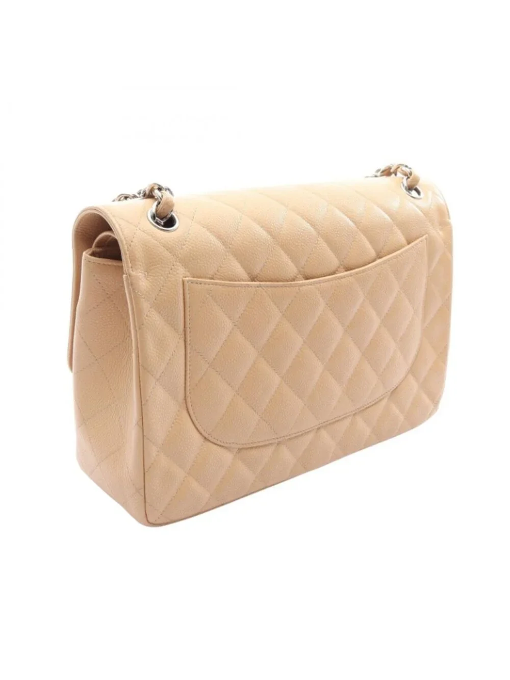 Chanel Shoulder Bag Maxi Quilted 30 Classic Large Double Flap Beige Caviar